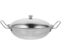 WBDWWTD 1 Ensemble d'ustensiles de Cuisine en Acier Inoxydable, poêle de Tous Les Jours avec Couvercle, marmite de Cuisine, poêles à Frire antiadhésives, Doubles poignées, Wok de Chef, marmite de
