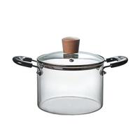 WBDWWTD Casserole en Verre avec Couvercle et couvercles en Verre résistant à la Chaleur, Bol à Soupe en Verre, poignée de Pot en PC, marmite en Verre, ustensiles de Cuisine en Verre pour Nouilles,