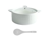 WBDWWTD Couvercle à Double poignée Soupière en céramique Blanche Pure Casserole à Plat Blanc Rond en céramique/Pot en Argile/Pot en Terre/Ustensile de Cuisine en céramique,2000mla