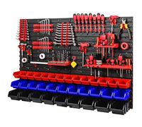 WBoîtes à outils empilables murales 1152 x 780 mm - système de rangement SET porte-outils et boîte 34 pièces étagère murale d'atelier tiroirs perforée boîtes ouvertes