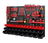 WBoîtes à outils empilables murales 1152 x 780 mm - système de rangement SET porte-outils et boîte 34 pièces étagère murale d'atelier tiroirs perforée boîtes ouvertes