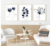 WBYZAC Images Murales-Affiche Abstraite Aquarelle Florale Tableau sur Toile Décoration Murale Moderne et Minimaliste pour Salon Cuisine Ou Bureau-40 * 50cm*3PCS (Non encadré)