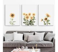 WBYZAC Images Murales-Tableau Abstrait de Tournesol sur Toile Style Nordique Aquarelle Idéal pour la Décoration du Salon et de la Cuisine-40 * 50cm*3PCS (Non encadré)