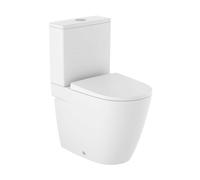 WC à poser compact sans bride sortie réversible ROCA Ona blanc mat avec abattant frein de chute