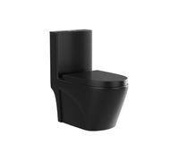 Vente-unique - WC à poser noir mat en céramique - Evacuation horizontale - NAGILAM