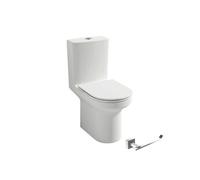 WC à poser sans bride sortie horizontale Elite avec abattant frein de chute + Porte-rouleau Moderne Chromé
