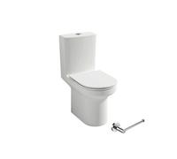 WC à poser sans bride sortie horizontale Elite avec abattant frein de chute + Porte-rouleau rond Chromé