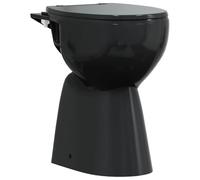 WC à Poser, Toilette à Poser Cuvette WC au Sol sans rebord 7 cm hauteur supplémentaire Abattant amorti Céramique 50,5 x 36,5 x 50 cm Noir