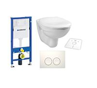 WC Set Renovierung, inkl. Geberit Duofix Vorwandelement, WC mit WC-Sitz, Delta Betätigungsplatte
