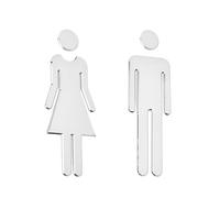 WC signe plaque de toilette pour salle de bain 1 Paire Panneau Signalétique Salle de Bain Homme Femme, Porte-Signe Sanitaire en Plastique ABS Noir Brossé, Étanche Durable Sans Perçage (20 cm)
