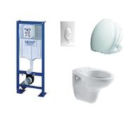 WC Suspendu - GROHE - SL Autopartant - Cuvette Jacob Delafon Brive - Abattant Siamp Vallauris - Blanc