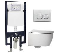 WC suspendu offre spéciale pack économique 23: NT2038 - et bâti-support G3008 avec plaque de déclenchement, Plaque de déclenchement:Modèle verre blanc