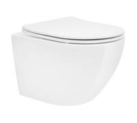 WC suspendu sans rebord avec nano-revêtement 49 5x36x39 cm blanc en céramique ML-Design