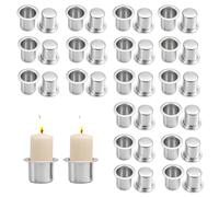 Wcawnlt Aluminium Insert de Bougeoir 36pcs Argent, Coupelles en Aluminium pour Support de Bougies, Base Stable et Résistante pour Décoration de Table, Fêtes, Noël et Ambiance Intérieure
