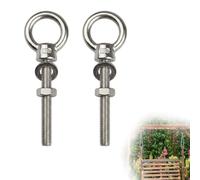 Wcawnlt Structure Monobloc Solide, 2 Pcs Boulons à œil M8x100mm Acier Inox 304 avec Écrous, Vis à Anneau Longue pour Fixation de Voile d'ombrage et Suspension Lourde, Kit de Boulon à œil Argent
