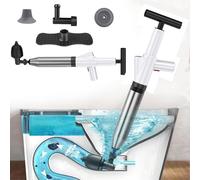 WCIC Déboucheur WC 5-en-1 Haute Pression | Ventouse à Air Comprimé avec Spirale | Élimine Bouchons Lavabo/Baignoire/Évacuation | Anti-Cheveux et Papier pour Canalisations (Blanc)