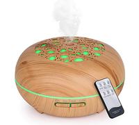 WD&CD 550ML Diffuseur Huiles Essentielles avec Télécommande, Humidificateur Diffuseur D'huile Essentielle Electrique pour Maison, Bureau, Chambre, Yoga, Grain de Bois Clair