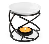 WD&CD Brûleur à Huile Essentielle en Céramique en Métal Noir, Brule Parfum avec Bol en Céramique, Bruleur Fondant pour Porte Bougie Décoratif à la Maison