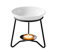 WD&CD Brûleur à Huile Essentielle en Céramique en Métal Noir, Brule Parfum avec Bol en Céramique, Bruleur Fondant pour Porte Bougie Décoratif à la Maison