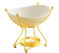 WD&CD Brûleur à Huile Essentielle en Céramique en Métal Or, Brule Parfum avec Bol en Céramique, Bruleur Fondant pour Porte Bougie Décoratif à la Maison