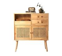 wD7rE5bm6z Buffet de Salle à Manger Armoire de Rangement en rotin et Bois Massif, Salon, ménage avec tiroir, Armoire à Manger, Armoire de Rangement