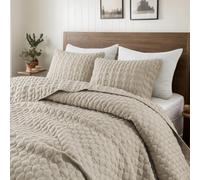 WDCOZY Beige Quit it Parure de lit 2 pièces avec taie d'oreiller, Couvre-lit léger et Fin, Toutes Saisons, été, Printemps et crème Clair, 172,7 x 228,6 cm
