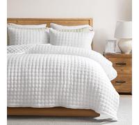 WDCOZY Parure de lit Blanche pour lit Simple avec taie d'oreiller, Couvre-lit léger et Doux, Couverture matelassée Fine, Toutes Saisons, été, Printemps, 2 pièces, 172,7 x 228,6 cm