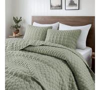 WDCOZY Parure de lit surdimensionnée pour très Grand lit californien avec taies d'oreiller, Vert Sauge, Couvre-lit Doux et léger, Toutes Saisons, Printemps été, 3 pièces, 294,6 x 269,2 cm