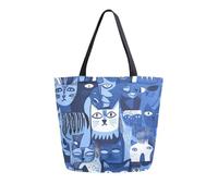 WDdZzyy Sac fourre-tout en toile pour femme - Cadeau pour collègue - Sac fourre-tout en tissu en vrac - Motif chats bleus russes