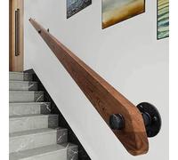 WDFYM Main Courante d'escalier Universelle intérieure extérieure, Mains courantes d'escalier en Bois antidérapantes, kit Complet, avec 2 Supports Fixes en Fer, Contre Le Mural(400cm/13ft/157.4in)