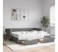 WDGJJFECNMUEHI 2 en 1 avec lit gigogne Deux tiroirs Gris 90x190 cm | Lit de jour avec gigogne et tiroirs 90x190 cm sans matelas canapé-lit rangement gris foncé