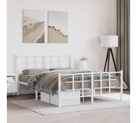 WDGJJFECNMUEHI Acier Enduit de Poudre élégant Intemporel 135x190 cm Blanc | Cadre de lit métal robuste 135x190 cm avec pied de lit blanc, sommier sans matelas, structure renforcée pour chambre adulte,