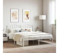 WDGJJFECNMUEHI Acier Enduit résistant élégant Intemporel 160x200 cm Blanc | Cadre de lit métal 160x200 cm sans matelas avec tête de lit blanche, sommier robuste industriel pour chambre adulte style