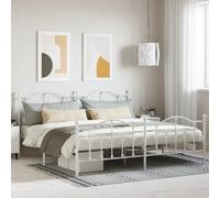WDGJJFECNMUEHI Acier Enduit Robuste Classique Intemporel Blanc 200x200 cm | Cadre de lit métal 200x200 cm avec pied de lit blanc, sommier renforcé sans matelas, structure stable pour chambre adulte,