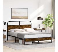 WDGJJFECNMUEHI Acier Robuste élégant Brun 120 x 190 cm | Cadre de lit 120x190 cm sans matelas chêne fumé bois ingénierie structure renforcée sommier inclus chambre adulte