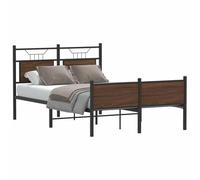 WDGJJFECNMUEHI Acier Robuste tête de lit Fonctionnelle Brun 120x190 cm | Cadre de lit sans matelas chêne marron 120x190 cm sommier à lattes métal renforcé tête de rangement sous lit chambre adulte