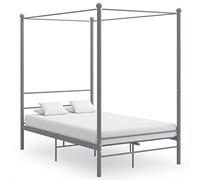WDGJJFECNMUEHI Cadre supérieur métal Enduit Gris 120x200 cm | Cadre de lit à baldaquin sans matelas métal gris 120x200 cm avec rideau barre supérieure robuste