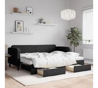 WDGJJFECNMUEHI Lit gigogne 2 en 1 avec Espace de Rangement Noir 80x200 cm | Lit de jour avec gigogne noir 80x200 cm canapé lit 2 en 1 + tiroirs rangement salon chambre