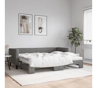 WDGJJFECNMUEHI Lit gigogne 2 en 1 Salon Chambre Gris 80x200 cm | Lit de jour avec gigogne et matelas mousse gris foncé 80x200 cm tissu canapé-lit convertible salon