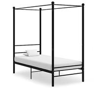 WDGJJFECNMUEHI Métal Enduit de Poudre avec Cadre à Rideaux Noire 90x200 cm | Cadre de lit à baldaquin en métal noir 90x200 cm sans matelas haut design