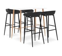 WDGJJFECNMUEHI Moderne MDF et métal Bar pub Restaurant 5 pièces Blanc | Ensemble de bar 5 pcs Blanc et noir table comptoir avec tabourets hauts design moderne pour maison jardin bar pub restaurant