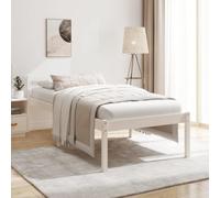 WDGJJFECNMUEHI Pin Massif adapté aux Personnes âgées Blanc 75x190 cm | Lit pour personne âgée sans matelas blanc 75x190 cm en pin massif, cadre de surélevé avec tête de confortable, sommier à