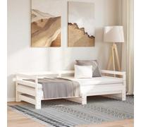 WDGJJFECNMUEHI Pin Massif Coulissant Transformable 2 Places Blanc 90x200 cm | Lit coulissant 2 places blanc pin massif convertible canape lit jour avec barriere securite 2x90x200 cm sans matelas
