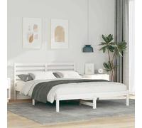 WDGJJFECNMUEHI Pin Massif Design Minimaliste Plateforme Blanche 160x200 cm | Cadre de lit avec tête de Blanc 160x200 cm Pin massif en bois - Lit plateforme moderne et élégant pour chambre contemporaine,