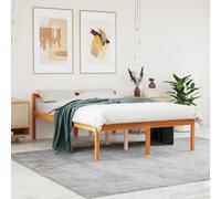 WDGJJFECNMUEHI Pin Massif Robuste surélevé Brun 140 x 190 cm | Lit pour personne âgée sans matelas 140x190 cm bois pin massif avec tête de lit et rangement, cadre surélevé 44 cm pour