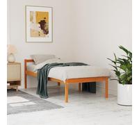 WDGJJFECNMUEHI Pin Massif Robuste surélevé Brun 2FT6 Single 75x190cm | Lit Personne Agée 75x190 cm Pin Massif Avec Tête de Cadre Surélevé Hauteur 44 cm Sans Matelas, Rangement Sous Lit, Chambre