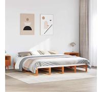 WDGJJFECNMUEHI Pin Massif Stable et Robuste Brun 180x200 cm | Cadre de lit 180x200 cm bois pin massif cire marron sommier à lattes sans matelas lit plateforme chambre moderne