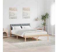 WDGJJFECNMUEHI Pin Massif tête de lit rembourrée Murale Marron 140 x 190 cm | Cadre de lit avec tête de lit Marron et gris clair 140 x 190 cm en pin massif moderne avec appui-tête mural confortable,