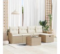 WDGJJFECNMUEHI Poly rotin résistant modulable Gris Clair 55 x 55 x 37 cm | Ensemble canapé jardin 6 pieces Beige Poly rotin modulable avec rangement et coussins pour terrasse exterieur
