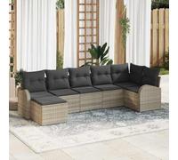 WDGJJFECNMUEHI Poly rotin tissé modulaire Gris Clair 289 x 124 cm | Ensemble Canapés Jardin Modulaire 7 Places avec Coussins Gris Clair Polyrotin Lot Meuble Extérieur Durable Cosy